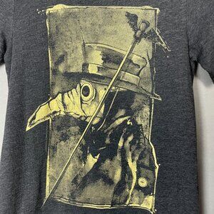 Plague Doctor T-Shirt‎ Short Sleeves Gray Graphic Tee Beaked Healer  Mask Top